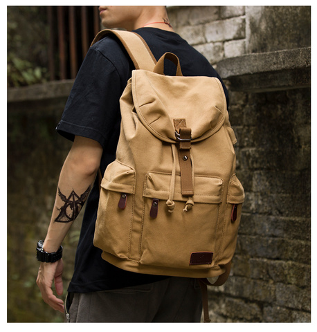 Холщовый Рюкзак TANGHAO унисекс, винтажный Повседневный ранец для ноутбука 14 дюймов с USB-портом для зарядки, школьный портфель для студентов ► Фото 1/6