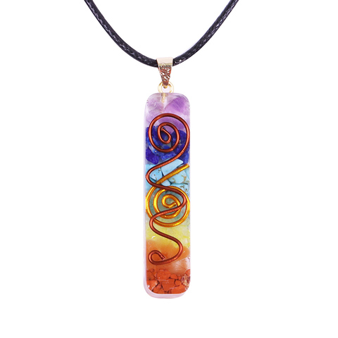 Ожерелье с подвеской Reiki 7 Chakra Orgone, энергетические кристаллы, кристаллы, сверкающие камни, смешанное ожерелье из оргонита и смолы ► Фото 1/6