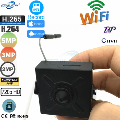Беспроводная мини-IP-камера, размер 40*40 мм, 3 Мп, 5 Мп, 1080P, 960P, 720P, Full HD, P2P, Onvif, слот для SD-карты, Wi-Fi, сброс и мягкая антенна ► Фото 1/6