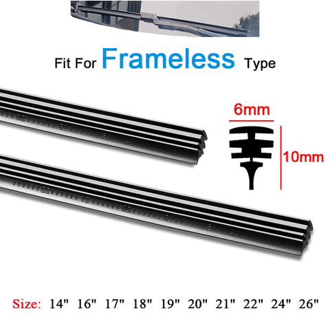 2 шт., универсальные резиновые щетки стеклоочистителя автомобиля, 26 дюймов, 24 дюйма, 22 дюйма, 21 дюйм, 20 дюймов, 19 дюймов, 18 дюймов, 17 дюймов, 16 дюймов ► Фото 1/6