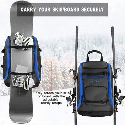 Рюкзак для лыж SoarOwl, 50 л, вместительная водонепроницаемая сумка для лыжных ботинок, можно загружать лыжные ботинки, шлемы, очки, одежда, подвесные лыжи ► Фото 1/1