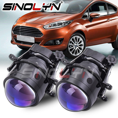 Sinolyn 3-дюймовый Bi Xenon проектор противотуманные линзы для Ford FOCUS 2 3 /Ecosport/MK2/FIESTA MK7/ FUSION/TRANSIT Синий объектив модифицированный тюнинг ► Фото 1/6