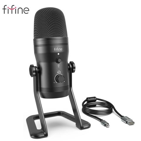 FIFINE USB микрофон для записи компьютера Podcast Mic для ПК/PS4/Mac, четыре модели звукоснимателя для вокала, игр, ASMR,Zoom-class(K690) ► Фото 1/6