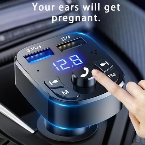 Автомобильный беспроводной Bluetooth FM-трансмиттер, зарядное устройство MP3, двойной оборудованный плеер, Bluetooth светодиодный дисплей, автомобиль... ► Фото 1/6