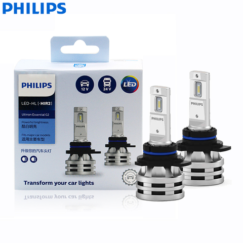 Philips светодиодный 9012 H1R2 Ultinon Essential светодиодный Gen2 24W светодиодный G2 6500K холодный белый лампы для авто фар 11012UE2X2, 2шт ► Фото 1/6