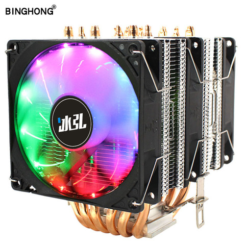 BINGHONG CPU Cooler Master 6 тепловых труб, высокое качество, двойная система охлаждения, вентилятор охлаждения процессора с PWM вентиляторами AMD Intel ► Фото 1/6