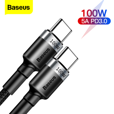 Baseus PD 100 Вт USB C к Type C кабель QC 3,0 Быстрая зарядка 4,0 кабель для передачи данных Быстрая зарядка для Samsung Xiaomi Macbook Pro USB C кабель ► Фото 1/6