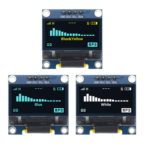Модуль органического светодиода IIC I2C для arduino, 4-контактный, 0,96 дюйма, белый/синий/желтый/синий, 0,96 дюйма, OLED 0,96x64 ► Фото 1/6