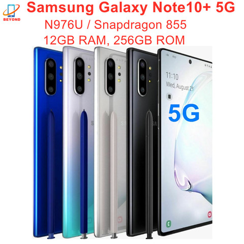 Оригинальный сотовый телефон Samsung Galaxy Note10 + Note10 Plus 5G N976U1 N976U, 256 Гб ПЗУ, 12 Гб ОЗУ, Восьмиядерный процессор Snapdragon 6,8, 855 дюйма ► Фото 1/5