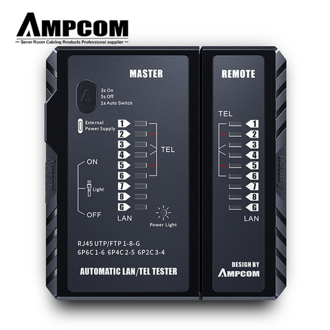 Сетевой Кабельный тестер AMPCOM rj45 RJ11 сетевой LAN Ethernet RJ45 Кабельный тестер инструмент LAN Сетевой Инструмент Ремонт сети ► Фото 1/6