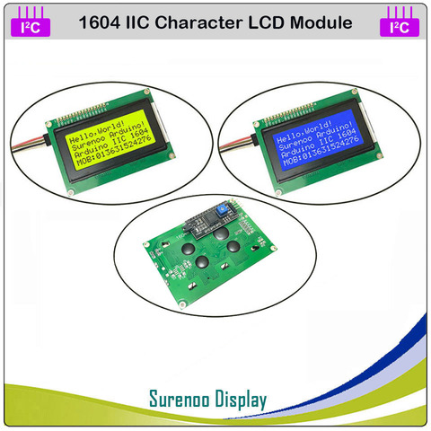 Серийный ЖК-модуль IIC / I2C / TWI 1604 164 16*4, с ЖК-дисплеем, желтым, зеленым, синим, с подсветкой для Arduino ► Фото 1/4
