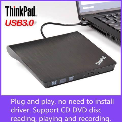 Новый внешний DVD-рекордер ThinkPad USB 3,0, подключи и работай без установочного драйвера, поддерживает чтение и запись дисков CD и DVD ► Фото 1/5