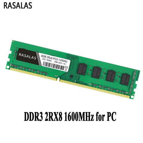 Оперативная память для настольного ПК, Rasalas, 8 ГБ, 2Rx8, PC3-12800U DDR3, 1600 МГц, 1,5 В, DDR3L, 1,35 в, 240Pin, 8 ГБ, без Ecc, DIMM ► Фото 1/6