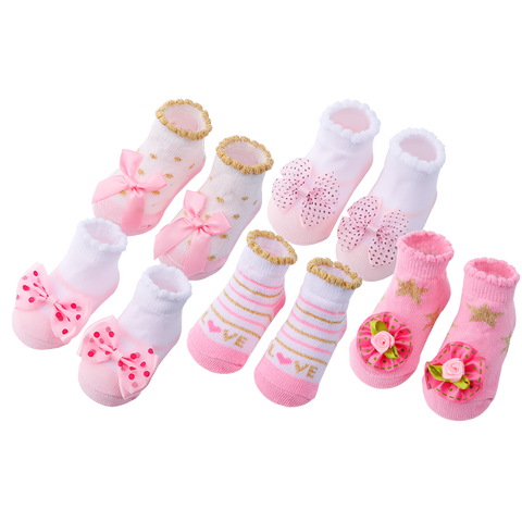 5 пар/лот носки для новорожденных носки для младенцев хлопковые носки для маленьких девочек, милые короткие носки аксессуары для одежды для 0-3 месяца ► Фото 1/6