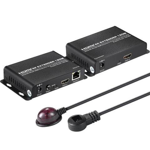 4K HDMI-удлинитель через IP-комплект от 1 до многих или более одного кабеля Cat5e/Cat6/Cat7 с дистанционным ИК-управлением-до 395 футов (120 м) ► Фото 1/6