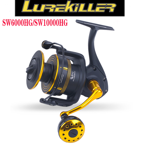 Новая полностью металлическая спиннинговая катушка Lurekiller SW6000HG/SW10000HG 35 кг, Тяговая катушка для джиггинга, катушка для морской рыбалки 5,9: 1 ► Фото 1/6