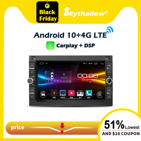 Carplay DSP Android 10,0 2 ГБ + 32 Гб 64 г автомобильный dvd-плеер GPS WIFI Bluetooth радио для VW Passat B5 Golf 4 Polo Bora Jetta Sharan T5 ► Фото 1/6