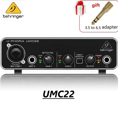 Усилитель микрофона BEHRINGER UMC22/ UM2/UMC202HD, звуковая карта для записи в реальном времени, звуковой интерфейс ► Фото 1/6