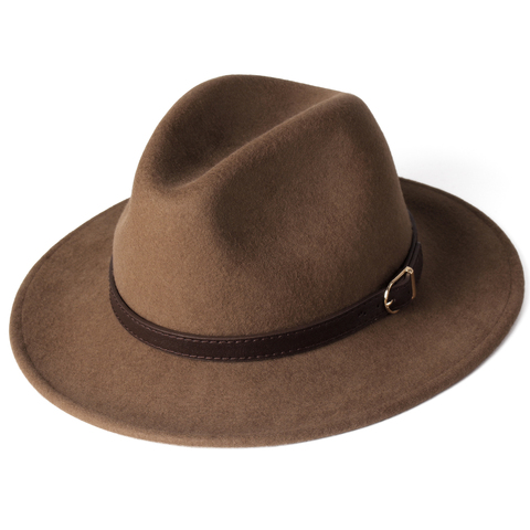 Фетровая шляпа FURTALK, зимняя фетровая шляпа из 100% австралийской шерсти с широкими полями для мужчин и женщин, винтажная Панама ► Фото 1/6