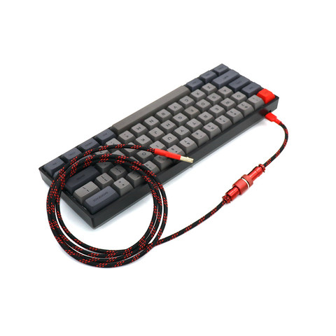 Пользовательский кабель с одним рукавом USB-TYPE C с цветным авиатором GX12 для механической клавиатуры ► Фото 1/3