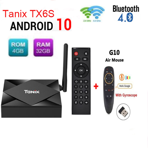 ТВ-приставка Tanix TX6S Android 10,0 Allwinner H616 4G 32G/64G с 2,4G/5GHz Wifi BT4.2 100m lan опционально g10/g30 mx3 Голосовая воздушная мышь ► Фото 1/5