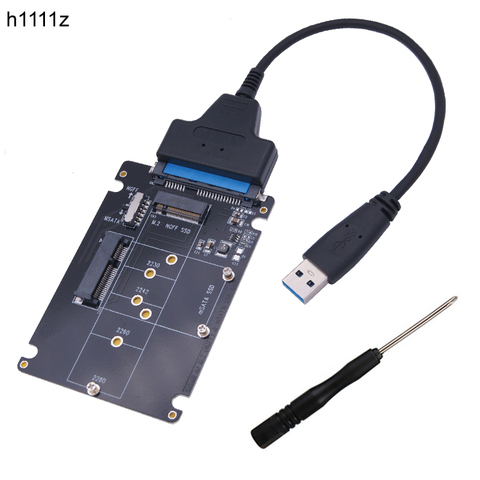 Адаптер SSD M.2 NGFF или MSATA-SATA 3,0, адаптер USB 3,0 на 2,5 SATA, жесткий диск 2 в 1, конвертер, считыватель, кабель для карт для ПК, ноутбука ► Фото 1/6