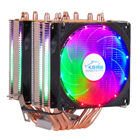 Кулер ЦП с 6 тепловыми трубками и двумя башнями, кулер 9 см, RGB-подсветка, поддержка 3 вентиляторов, 4-контактный вентилятор ЦП для Intel и AMD ► Фото 1/6