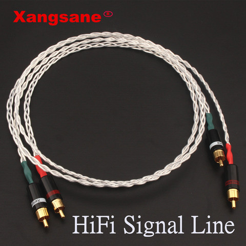 Xangsane пара RCA двойной лотос hifi Акустический кабель OCC посеребренный аудио кабель сигнальный кабель ► Фото 1/6