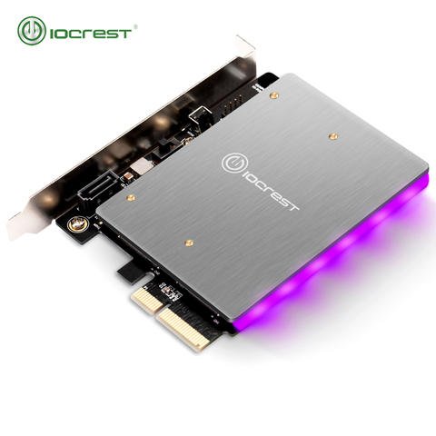 Iocest с 5 в 12 В RGB светодиодный PCIe M2 NVMe SSD адаптер PCI Express X4 карта B ключ и M ключ порт RGB светильник черный ► Фото 1/6