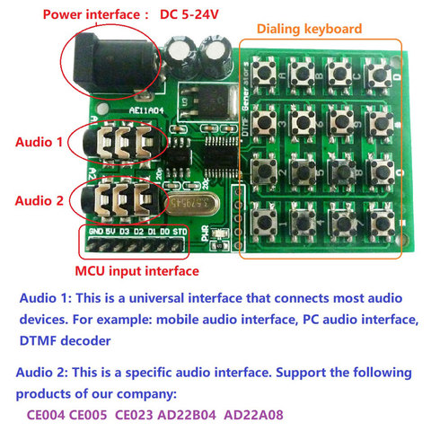 Генератор DTMF Передатчик Датчик модуля набора клавиатура MCU Управление MT8870 DTMF декодер голоса Модуль Телефон Модуль ► Фото 1/6