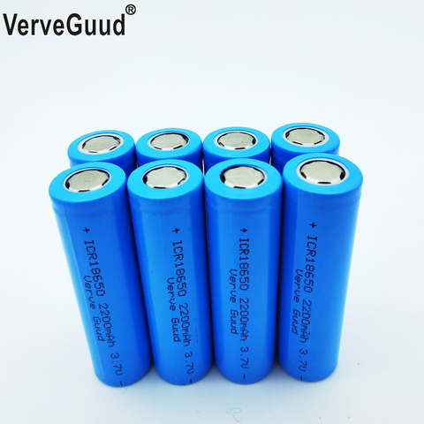 Аккумуляторная батарея VerveGuud, оригинальная, реальная емкость, 3,7 В, 2200 мАч, 18650, литиевая аккумуляторная батарея для фонарика/игрушки/инструмента ► Фото 1/6