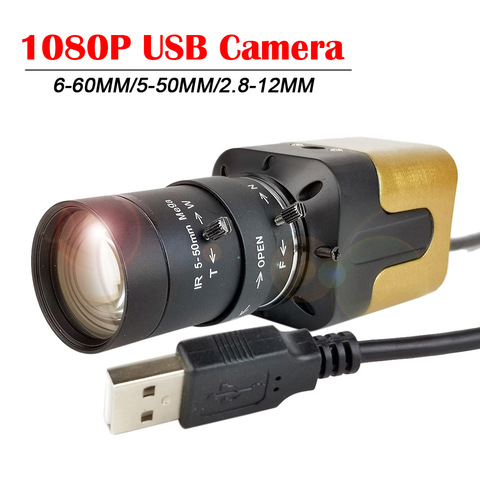 Мини-веб-камера 1080P Full HD для ПК, USB-бокс, камера с 5-50 мм ручным зумом, варифокальный объектив CS для Skype, видео-вызовов ► Фото 1/6