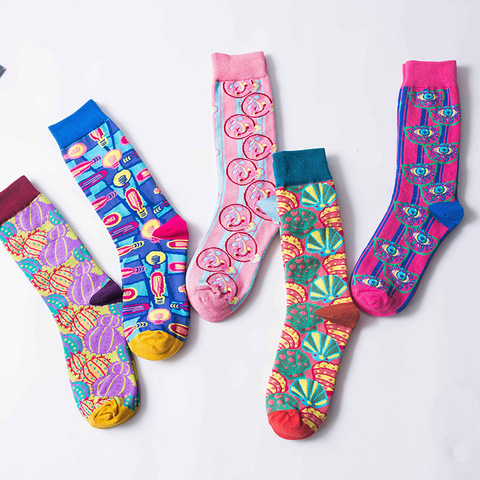 Модные забавные носки в уличном стиле, женские разноцветные носки с рисунками из мультфильмов для осени и зимы, 406 ► Фото 1/6