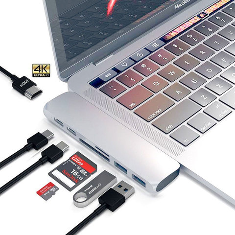 USB 3,1 Type-C концентратор к HDMI адаптеру 4K Thunderbolt 3 USB C концентратор с концентратором 3,0 TF SD слот для чтения PD для MacBook Pro/Air 2022 ► Фото 1/6
