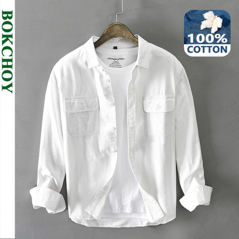 Зимняя новая мужская белая рубашка с длинным рукавом GML04-Z102 ► Фото 1/6