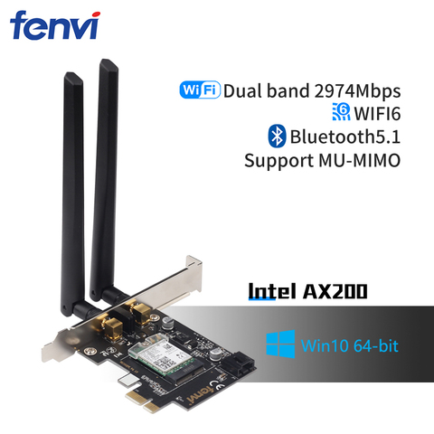 Настольный Wi-Fi 6 PCI-E Беспроводной Адаптер 2,4 Гбит/с 2,4 г/5 ГГц 802.11ac/ax Bluetooth 5,1 AX200NGW Wi-Fi карты для Intel AX200 MU-MIMO ► Фото 1/6