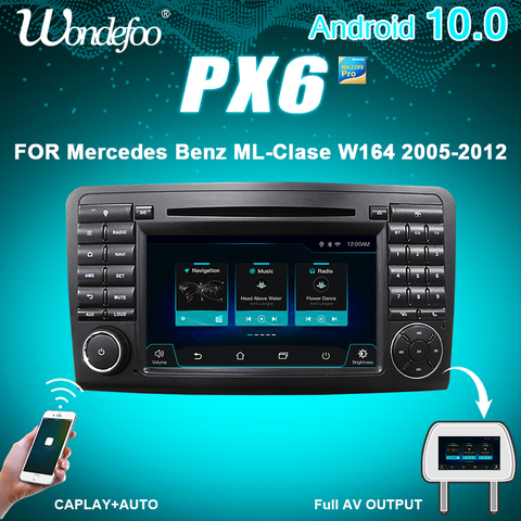 Wondefoo PX6 автомобильный радиоприемник магнитола 2 DIN Android 10 Автомагнитола для Mercedes ML W164 X164 ML350 ML300 GL500 ML320 ML280 GL350 Авто аудио стерео навигации навигатор ► Фото 1/6