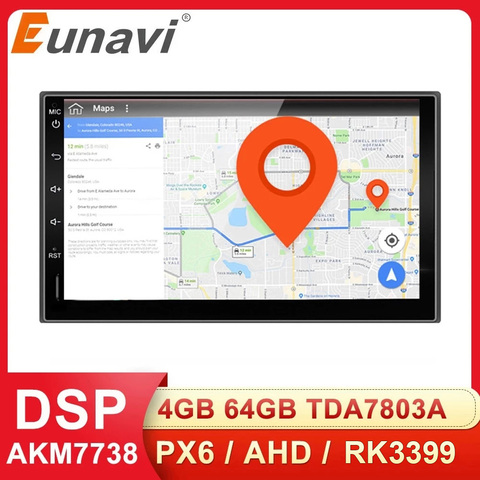 Eunavi 2 din Универсальный Android 10 автомобильный Радио стерео ПК Мультимедийный плеер GPS 1024*600 сенсорный экран IPS TDA7851 2DIN ► Фото 1/6