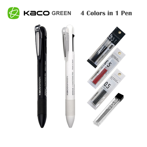Оригинальный KACO многофункциональный ручки 4 в 1 цвет: черный, синий красный стержень сменный гелевый ручка, механический карандаш Японская тушь 0,5 мм Заправка для офиса ► Фото 1/6