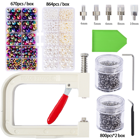 Жемчуг аппарат настройки шоковой сделанные вручную шарики ручной работы с черной головой и черными инструмент для одежды бусины для рукоделия заклепки Фиксация Машина жемчуг аппарат настройки шоковой инструменты ► Фото 1/6