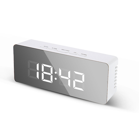 Цифровой будильник Зеркало светодиодный ночник термометр настенные часы Лампа Прямоугольник многофункциональные настольные часы USB/AAA ► Фото 1/6