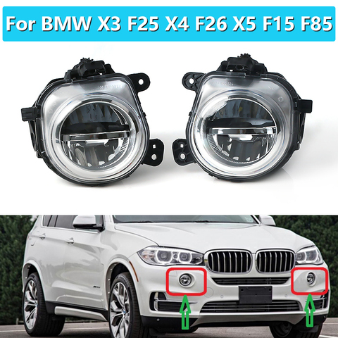 63177317251 63177317252 1 пара для BMW X3 F25 X4 F26 X5 F15 F85 2014-2016 переднего бампера светодиодный туман светильник лампы ДХО фар дальнего света ► Фото 1/6