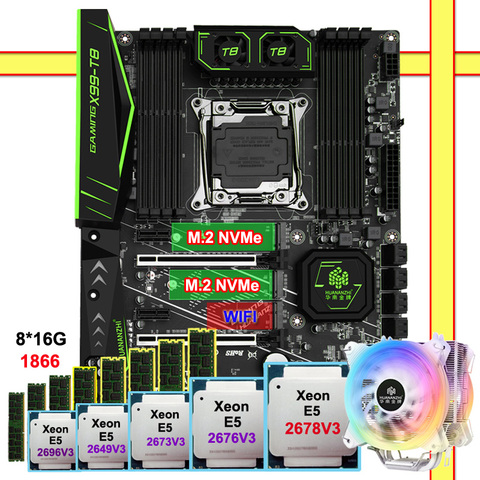 HUANANZHI материнская плата DIY combo X99-T8 материнская плата с процессором Xeon E5 2678 V3 2696 V3 и т. д. хороший кулер RAM 128G(8*16G) 1866 RECC ► Фото 1/6