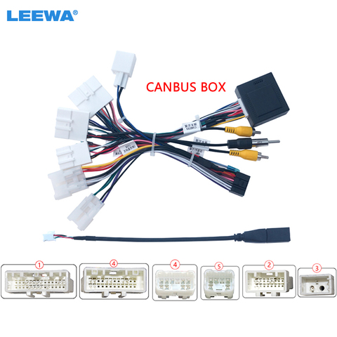 Автомобильный 16-контактный кабель питания LEEWA для проводов Android с can-шиной для Toyota Corolla/Camry/RAV4/Prado/Crown/Reiz # CA6384 ► Фото 1/6