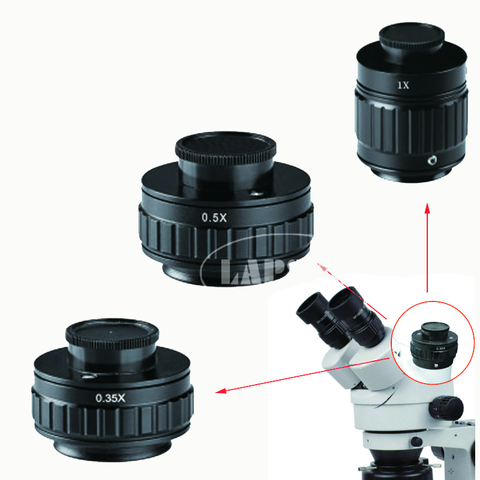 CTV 0.35X / 0.5X / 1X фокус регулируемое C-образное Крепление переходное кольцо M38 38 мм для нового типа тринокулярного стерео микроскопа набор ► Фото 1/6