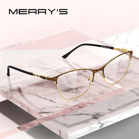 Женские трендовые очки кошачий глаз MERRYS, дизайнерские очки в полной оправе для коррекции зрения по рецепту при близорукости, S2108 ► Фото 1/6