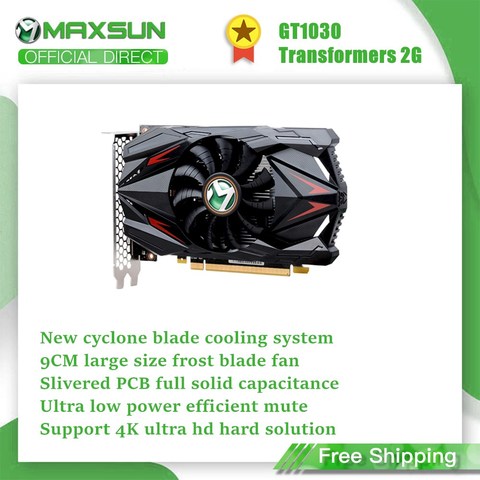 Maxsun GeForce GT 1030 2G графическая карта GDDR5 Nvidia GPU настольная видеокарта игровая HDMI + DVI PWB интеллектуальный контроль температуры ► Фото 1/6