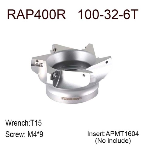 Фрезерная головка RAP400R 100-32-6T RAP 400R 63-22-4T, для APMT1604, с режущей кромкой и углом обзора 75 градусов, для лицевой и фрезерной резки, для APMT1604 ► Фото 1/6