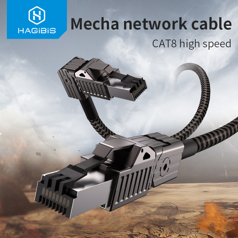 Кабель hagибис Cat8 Ethernet Супер Скоростной сетевой кабель RJ45 40 Гбит/с патч-корд S/FTP Cat 8 lan с разъемом из сплава для маршрутизатора ПК ► Фото 1/6