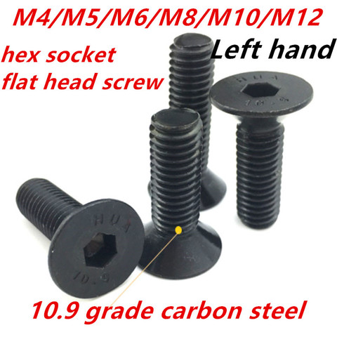 10,9 класс M4M5M6M8M10M12 черная углеродистая сталь с левой резьбой шестигранные винты с плоской потайной головкой болты hardware764 ► Фото 1/5